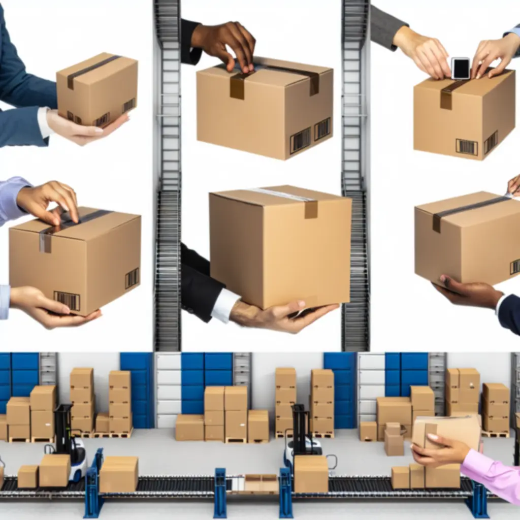 Nowoczesne kartonowe opakowania e-commerce ułożone na linii pakującej